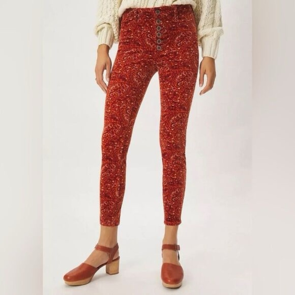 Pilcro Anthropologie Pants Womens 29 Rust Corduroy High-Rise Skinny Button Fly
